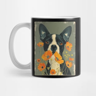 Boston Terrier Flowers Photo Art Design For Dog Onwer Mug